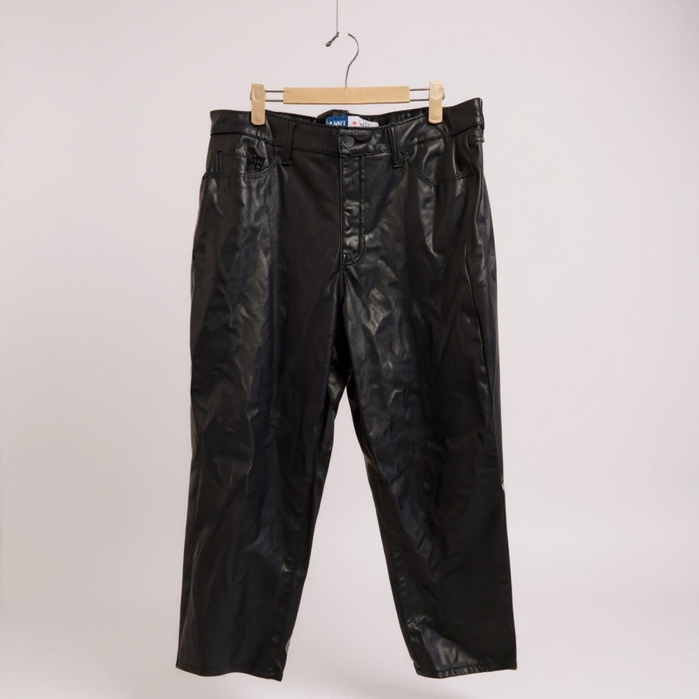 Old Navy High Rise OGG Straight Faux Leather Pants Black Size 14